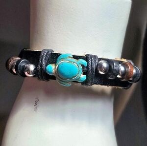 Boho Turquoise Turtle Faux Leather Bracelet